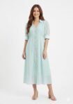ivory floral Schiffli shirt dress
