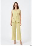 lemon mint asymmetrical vest and trouser cord set