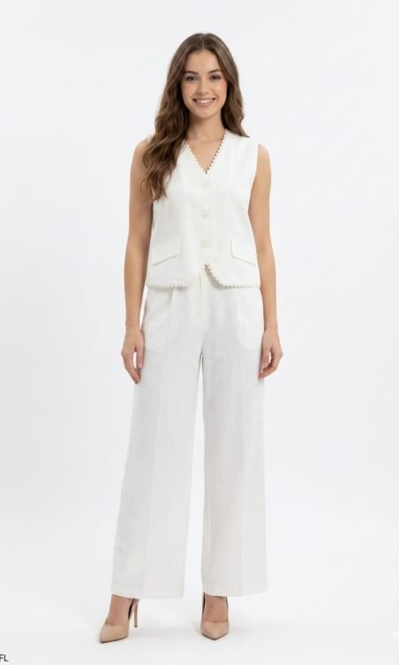 pristine ivory Schiffli blazer-style co-ord set