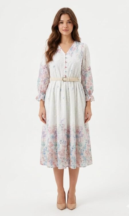 soft pastel floral print dress
