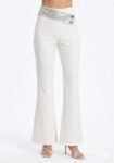 Premium Rhinestone Asymmetric Waist Bell-Bottom Party Pants