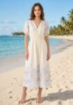 White And Blue Cotton Dress