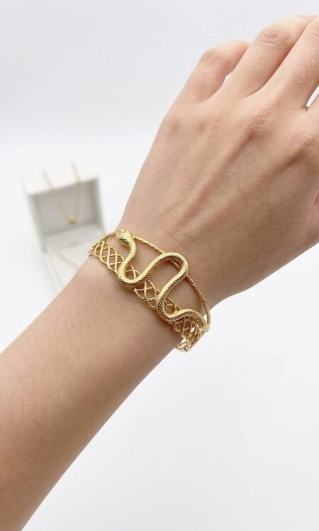 Premium Chunky 18K Gold Pyramidal Studded Cuff Bangle