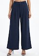 Premium Korean-Style Pleated Wide-Leg Trouser (Classic Midnight Navy)