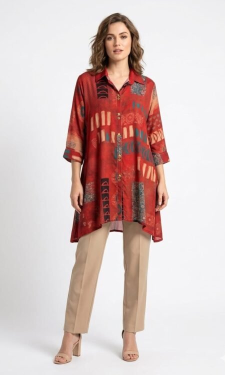 Rust Whimsical A-Line Short Kurti