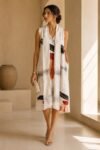 Premium Romantic Schiffli Broderie Anglaise Midi Dress (Ivory White)