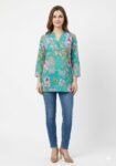 Sky Blue Print Short Kurti