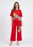 Orange Retro Floral Print Loungewear Co-Ord Set