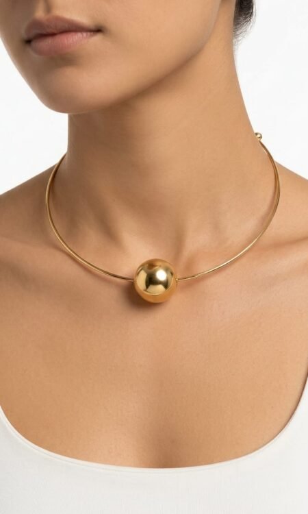 Premium Anti-Tarnish Minimalist Gold Orb Torque Choker Necklace