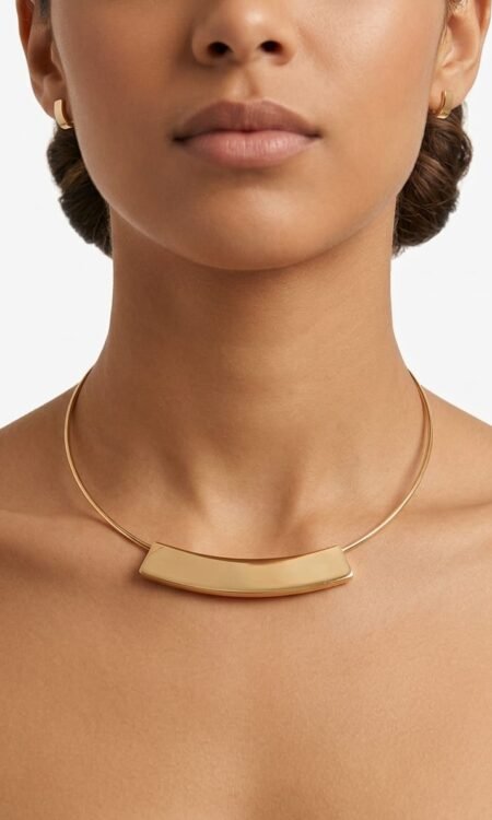 Premium Anti-Tarnish Minimalist Gold Curved Bar Torque Choker Necklace