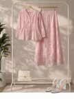 Pastel Pink Embroidered Organza Two-Piece Skirt Set