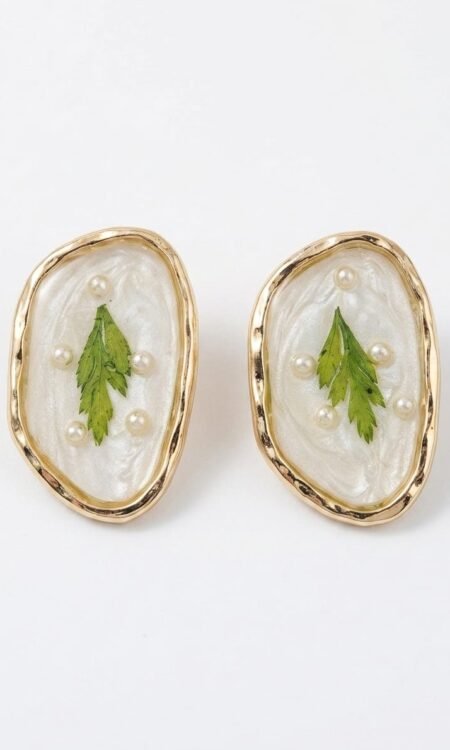 Anti-Tarnish Resin Art Botanical Stud Earrings
