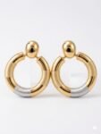 Anti-Tarnish Dual-Tone Thread-Wrapped Door-Knocker Hoop Earrings