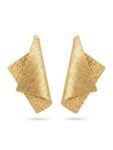 Anti-Tarnish Gold Origami Textured Statement Stud Earrings