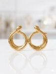 Anti-Tarnish Gold Ouroboros Serpent Hoop Earrings