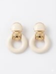 Anti-Tarnish Gold & Ivory Enamel Door-Knocker Statement Earrings