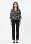 Monochrome Abstract Patchwork Boxy Crop Shirt