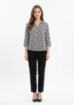 Geometric Ikat-Print Boxy Crop Shirt