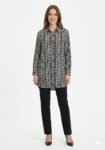 Geometric Maze-Print Long-Line Shirt