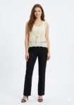 Ivory Artisanal Crosia (Crochet) Lace Shrug Vest Over Tank Set