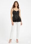 Midnight Black Polka Dot Bustier Peplum top