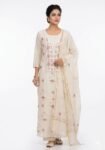 Ivory & Rosewood Chikankari Unstitched Luxury Suit Set