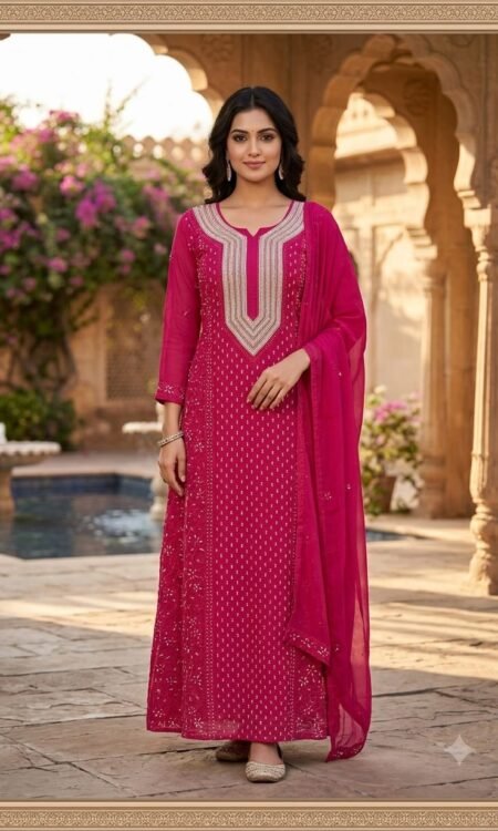 Magenta Pink Chikankari Luxury Straight Suit