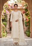 Ivory & Champagne Muted Gold Chikankari Luxury Straight Suit