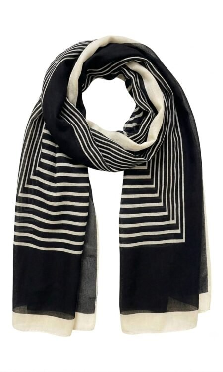 Monochrome Geometric Stripe Luxury Scarf / Stole