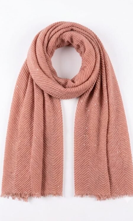 Dusty Rose Crinkled Chevron Luxury Scarf / Stole