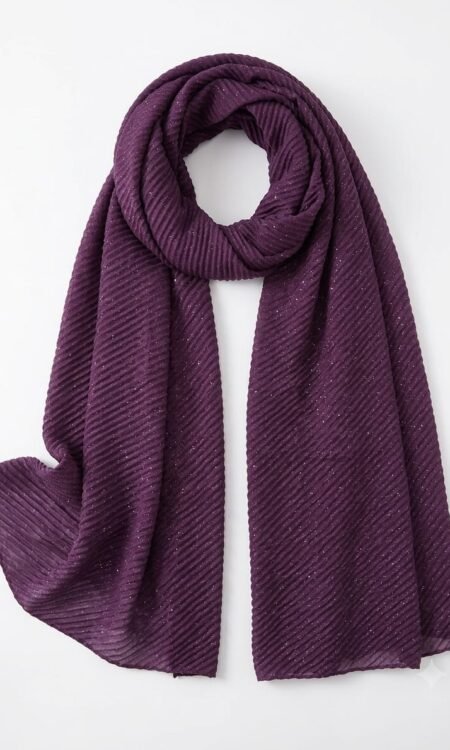 Deep Plum Crinkled Chevron Luxury Scarf / Stole