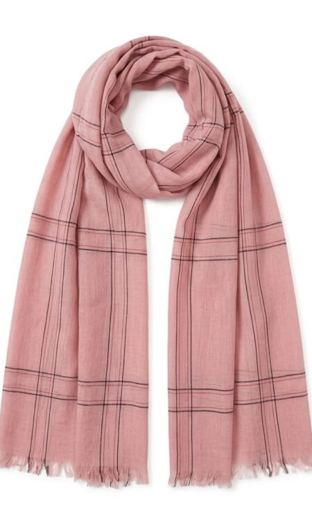 Dusty Rose Windowpane Luxury Scarf / Stole