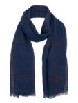Classic Indigo Navy Windowpane Luxury Scarf / Stole