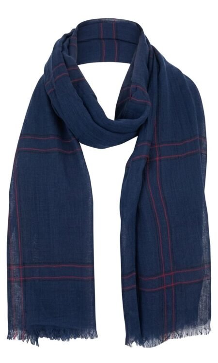 Classic Indigo Navy Windowpane Luxury Scarf / Stole