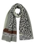 Sage Leopard & Geometric Patchwork Luxury Scarf / Stole