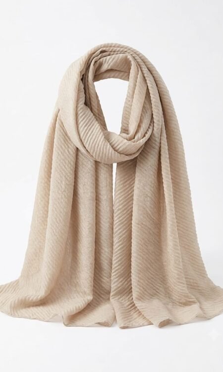 Champagne Gold Crinkled Chevron Luxury Scarf / Stole