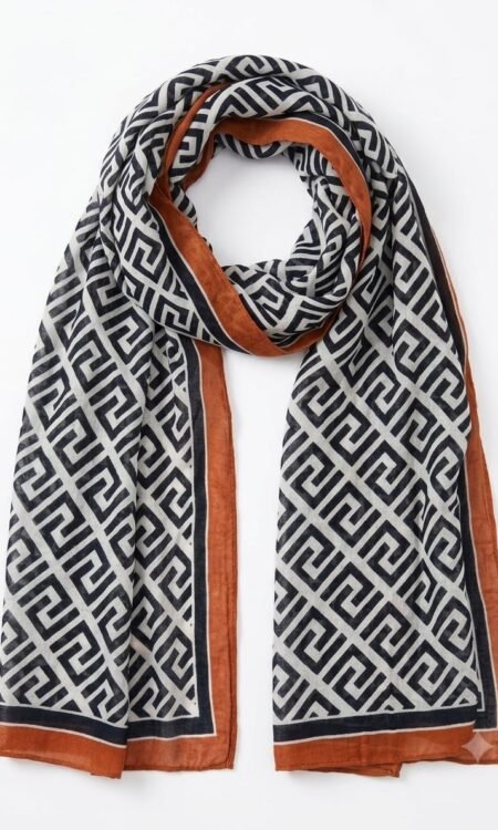 Greek Key Geometric Luxury Scarf / Stole