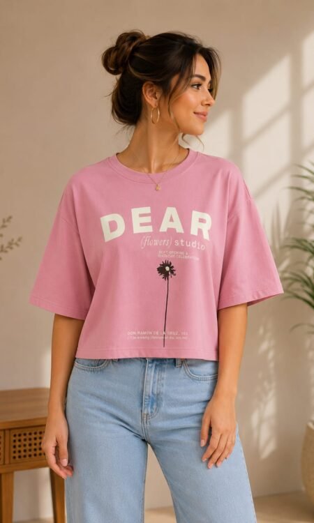 Cropped Graphic T-Shirt pink