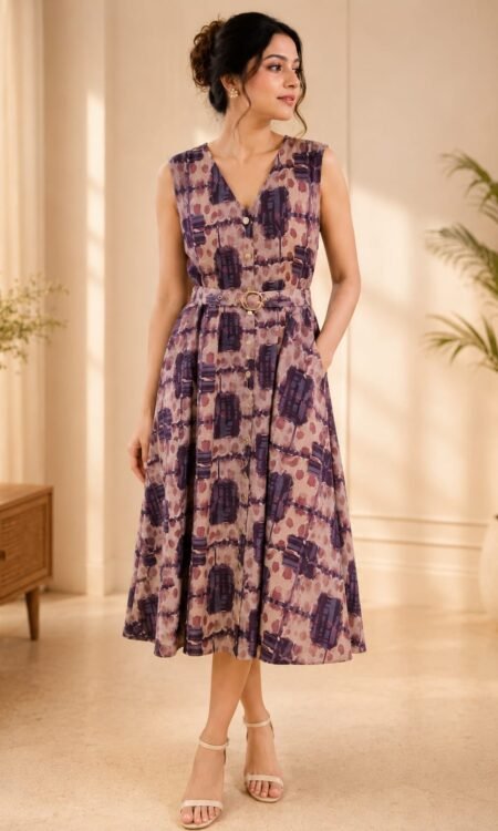 V-neck printed dress
