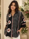 Artisan-Print Asymmetrical Relaxed Tunic Shirt