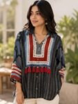 Multi-Print Tassel-Accented Tunic Shirt