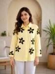 Butter Yellow 3D Beaded Daisy Appliqué Shirt