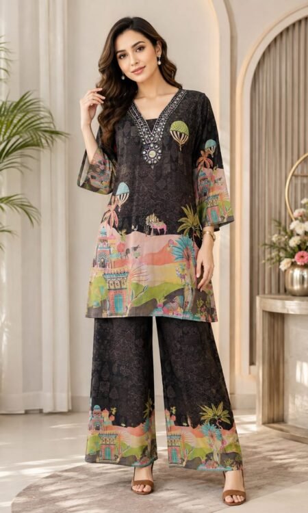 Digital Print Lawn Co-ord Set,