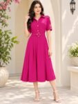 Magenta Belted Shirt Dress