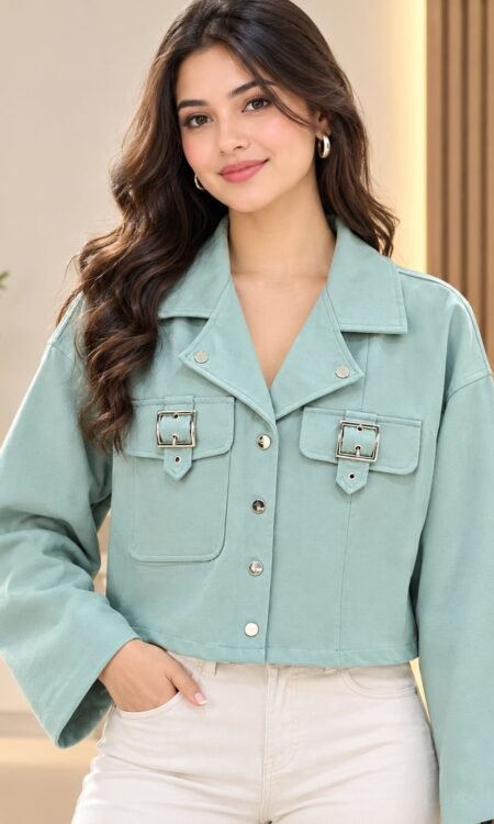 Mint Green Front Placket Jecket