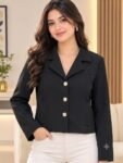 Classic Black Cropped Blazer Jacket